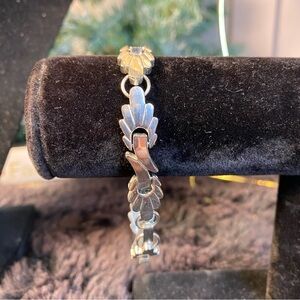 Vintage 925 Sterling Silver Leaf Chain Link Bracelet 8 In 27.5g